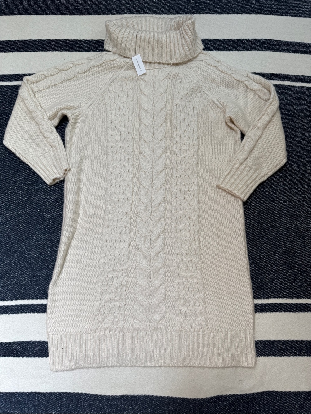 NWT Banana Republic Turtleneck Sweater Tunic Dress  Cableknit Cream Ivory XL